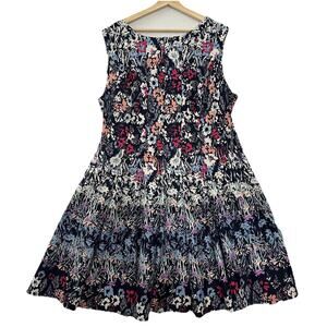 Roz & Ali Dress Womens Size 18 Dark Blue Floral Cottagecore Dark Feminine Office